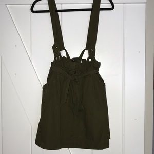 Dark olive suspender skirt